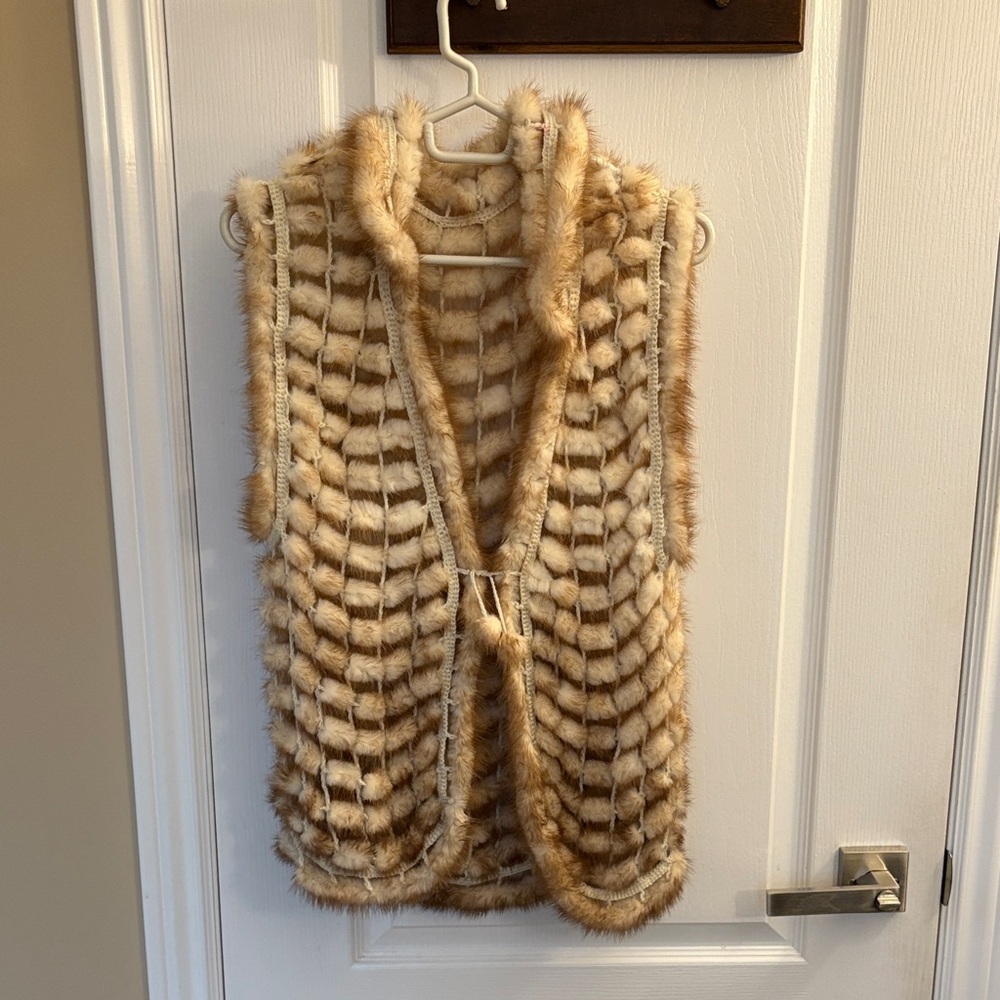 Faux Fur Striped Vest,  Pieces of natural mink